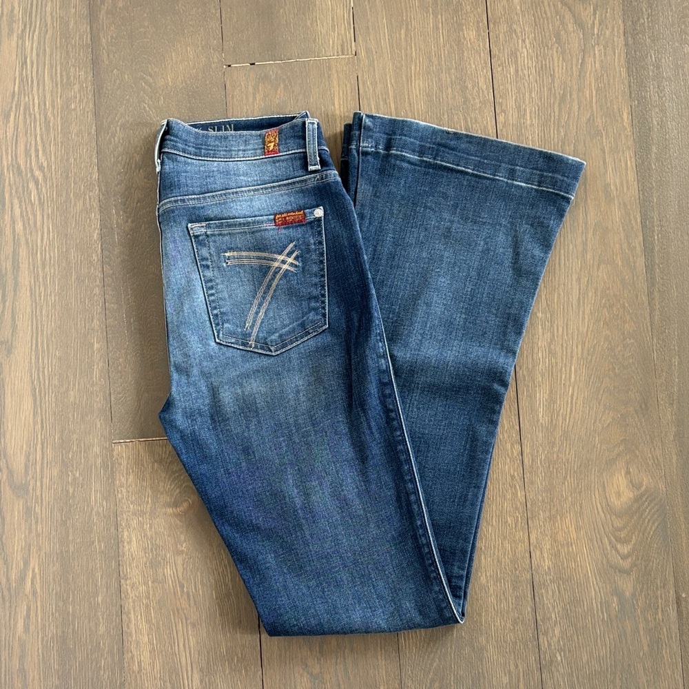 7 For All Mankind Dark Blue Wide Leg Jeans